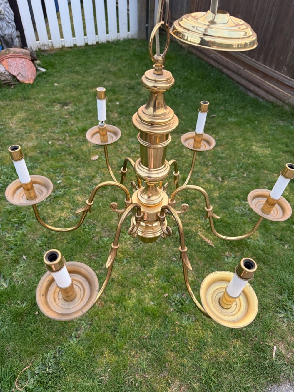 Brass 6-Arm Chandelier - Polished Gold Finish